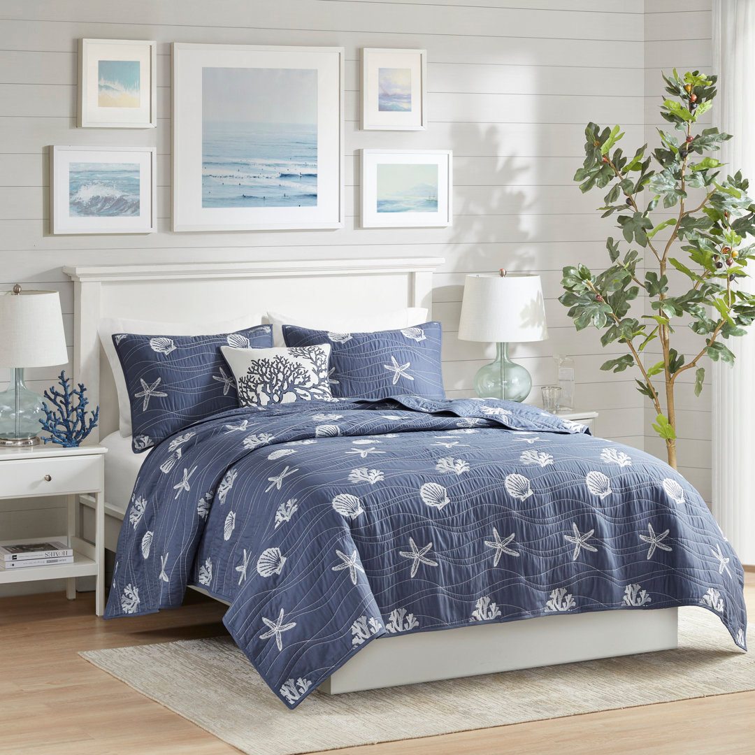 Home Facebook ad example 7: Seaside 4 Piece Cotton Reversible Embroidered Quilt Set