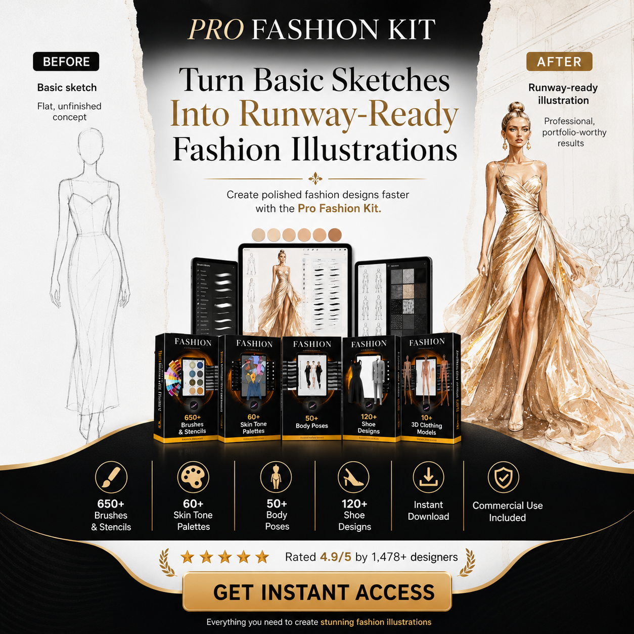 Art & Design Facebook ad example 50: PRO Fashion Kit — 65% OFF today