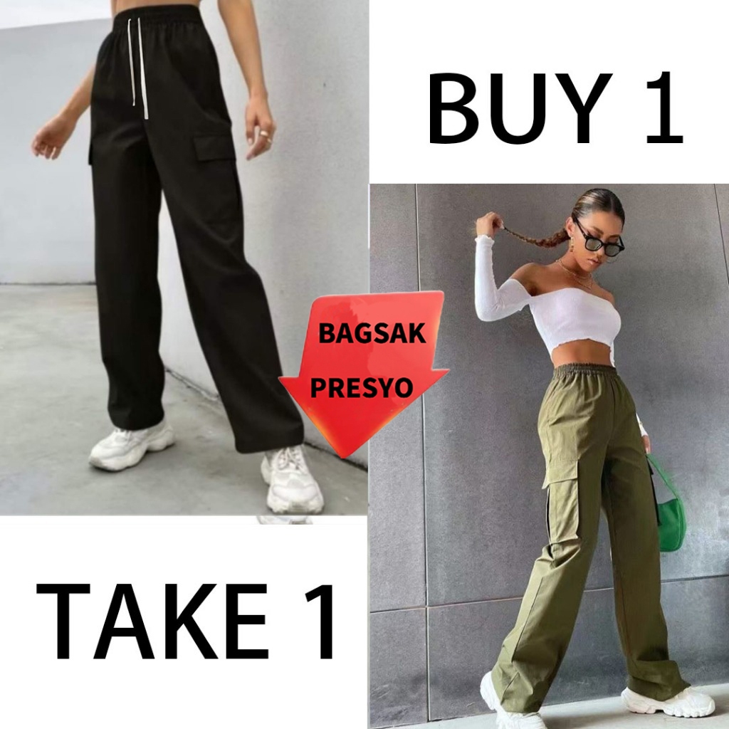 Supplements Facebook ad example 48: BUY 1 TAKE 1 CARGO Jogger Pants With Side Pocket Plain Taslan Cargo Pants Freesize