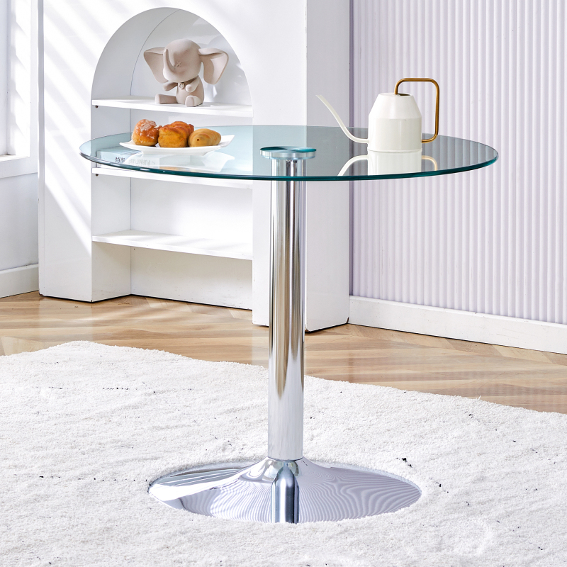 Ecommerce Facebook ad example 49: Modern Minimalist Outdoor Balcony Table - Round Tempered Glass Top & Non-wood Base, Lightweight Luxury Furniture Suitable For Balcony, Deck, Terrace - Maintenance, Modern (no Some Definitions)