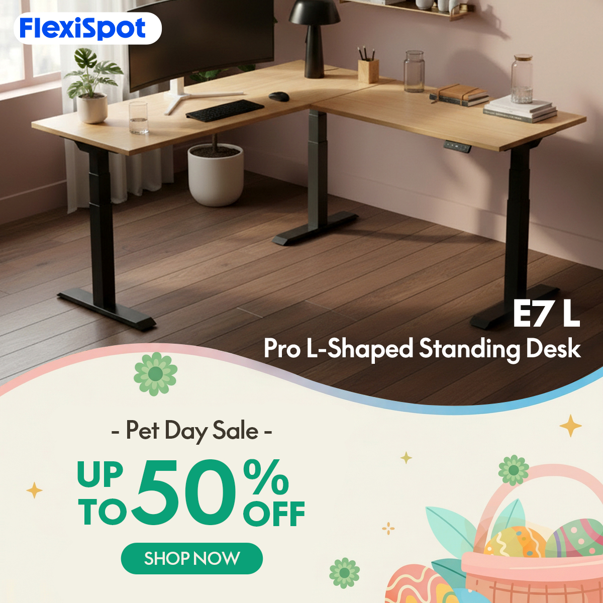 Office Facebook ad example 30: Pro L-Shaped Standing Desk (E7L)