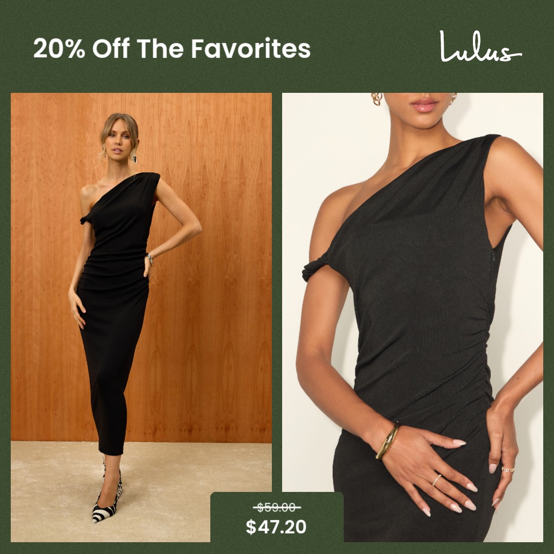 Weddings Facebook ad example 20: Fauna Black Twisted One-Shoulder Bodycon Midi Dress | X-Large