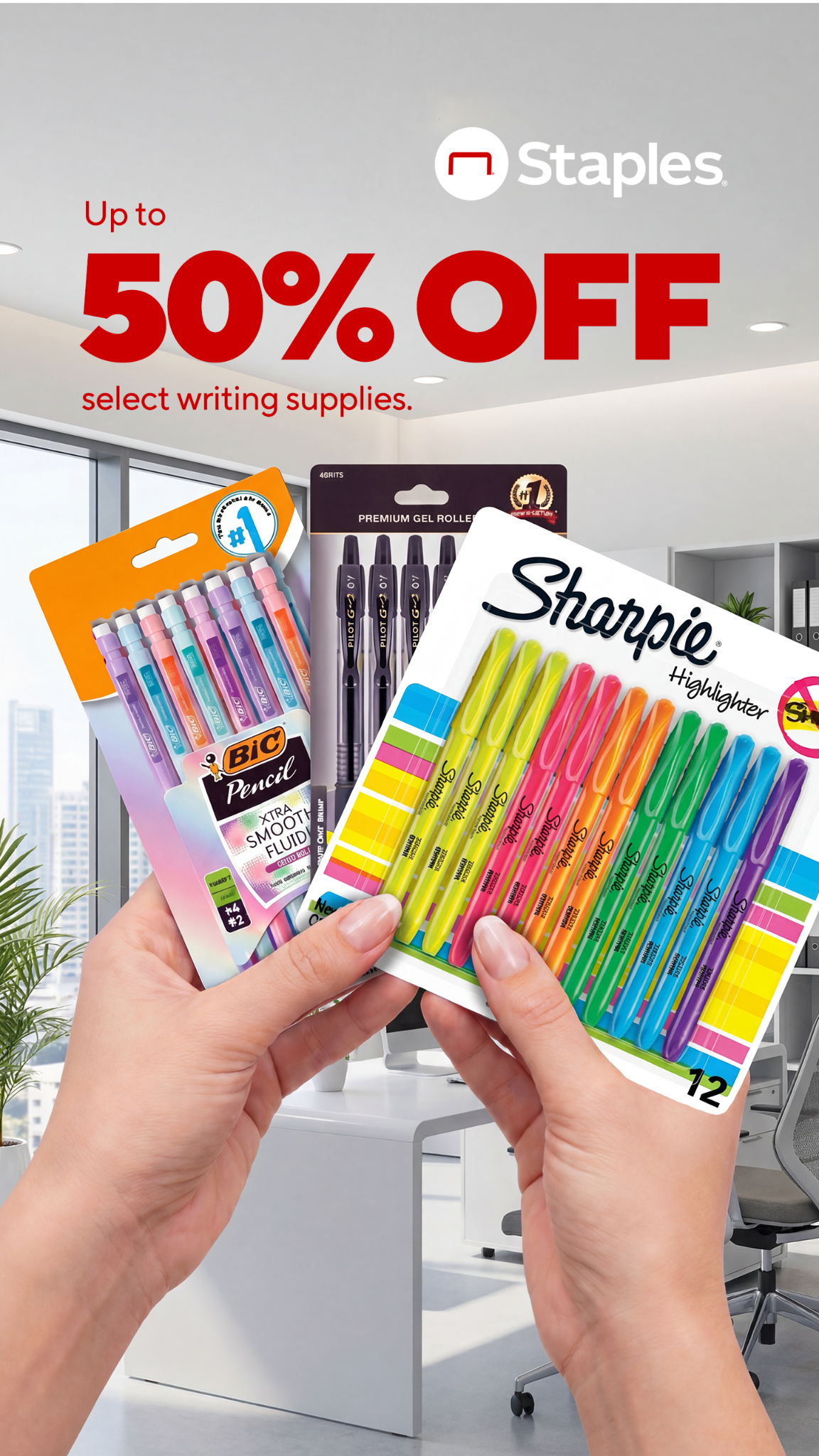 Office Facebook ad example 1: Writing deals on point.