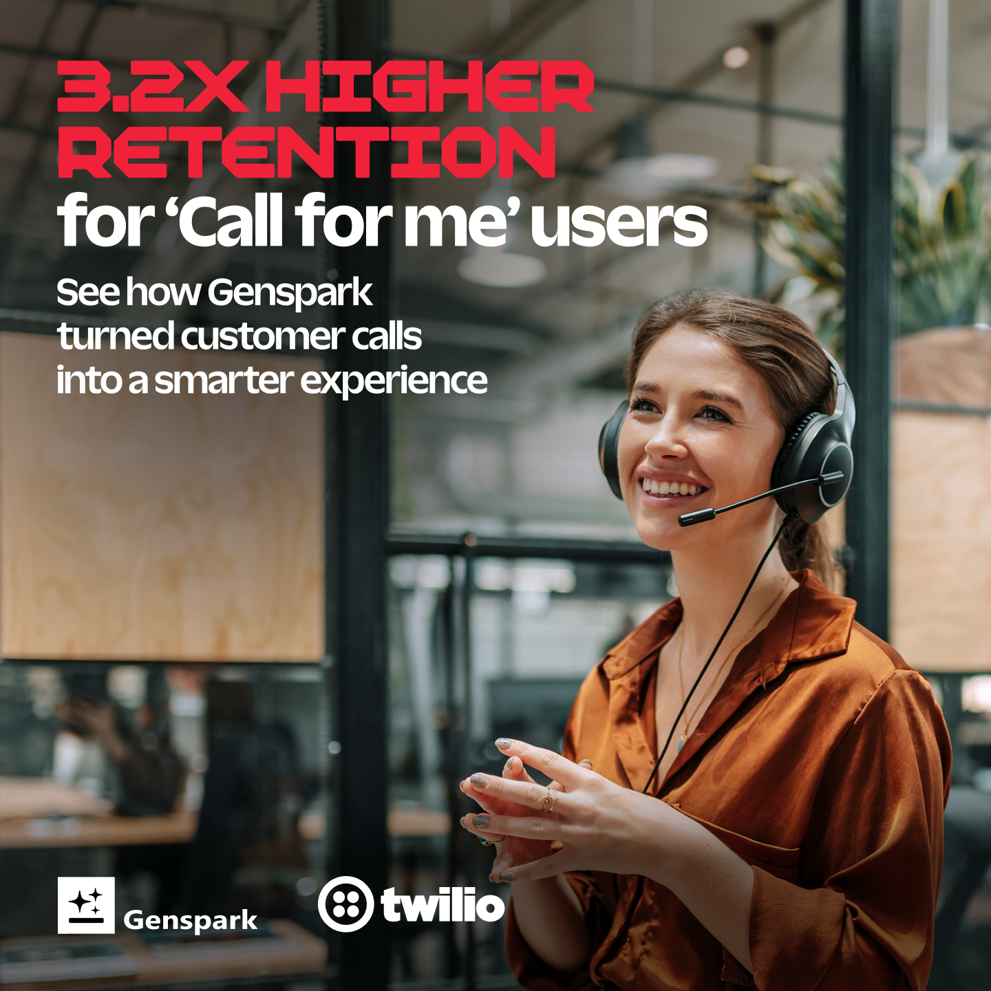 Software Facebook ad example 2: Discover how Genspark achieved 3.2x higher retention with Twilio Voice