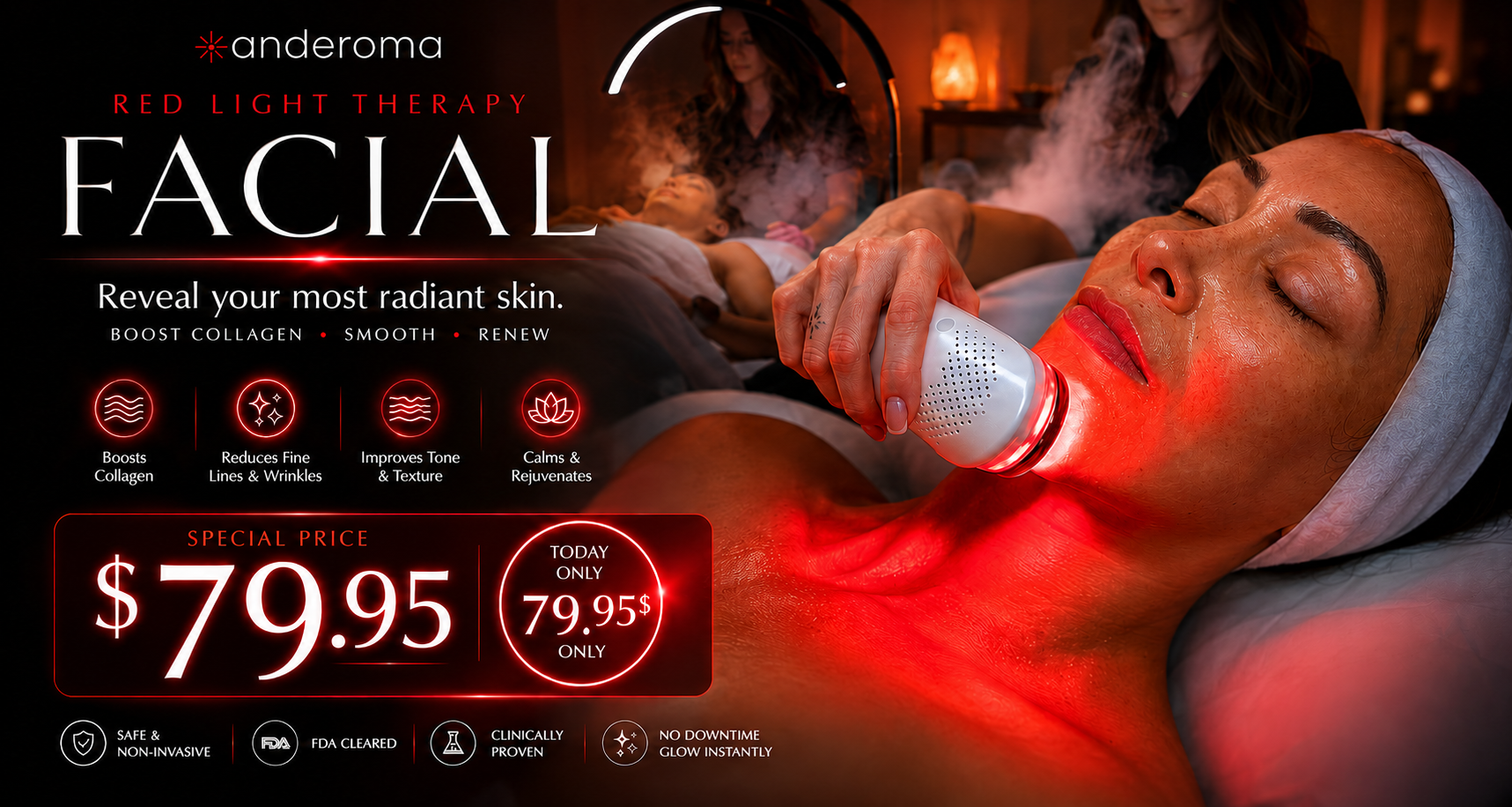 Wellness Facebook ad example 4: Glow Facial — $79.95 First Visit