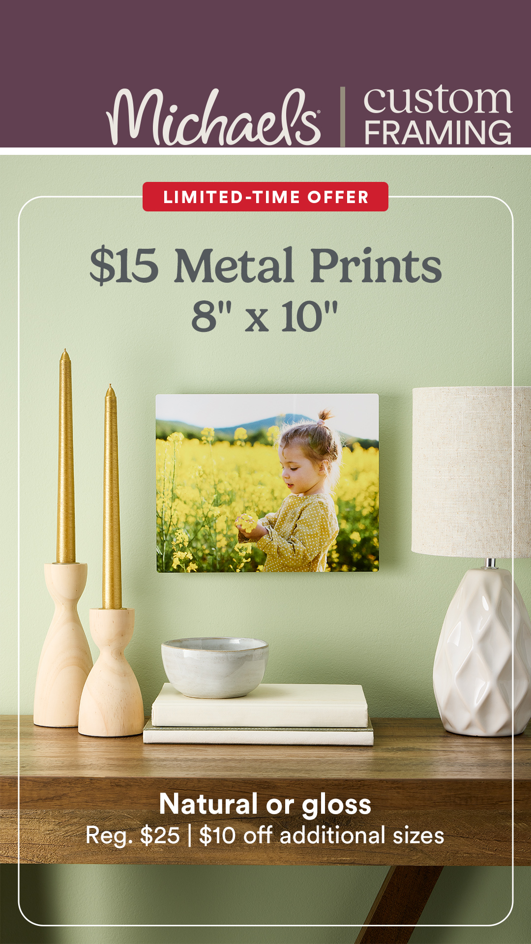 Art & Design Facebook ad example 36: Sale: 8" x 10" metal prints
