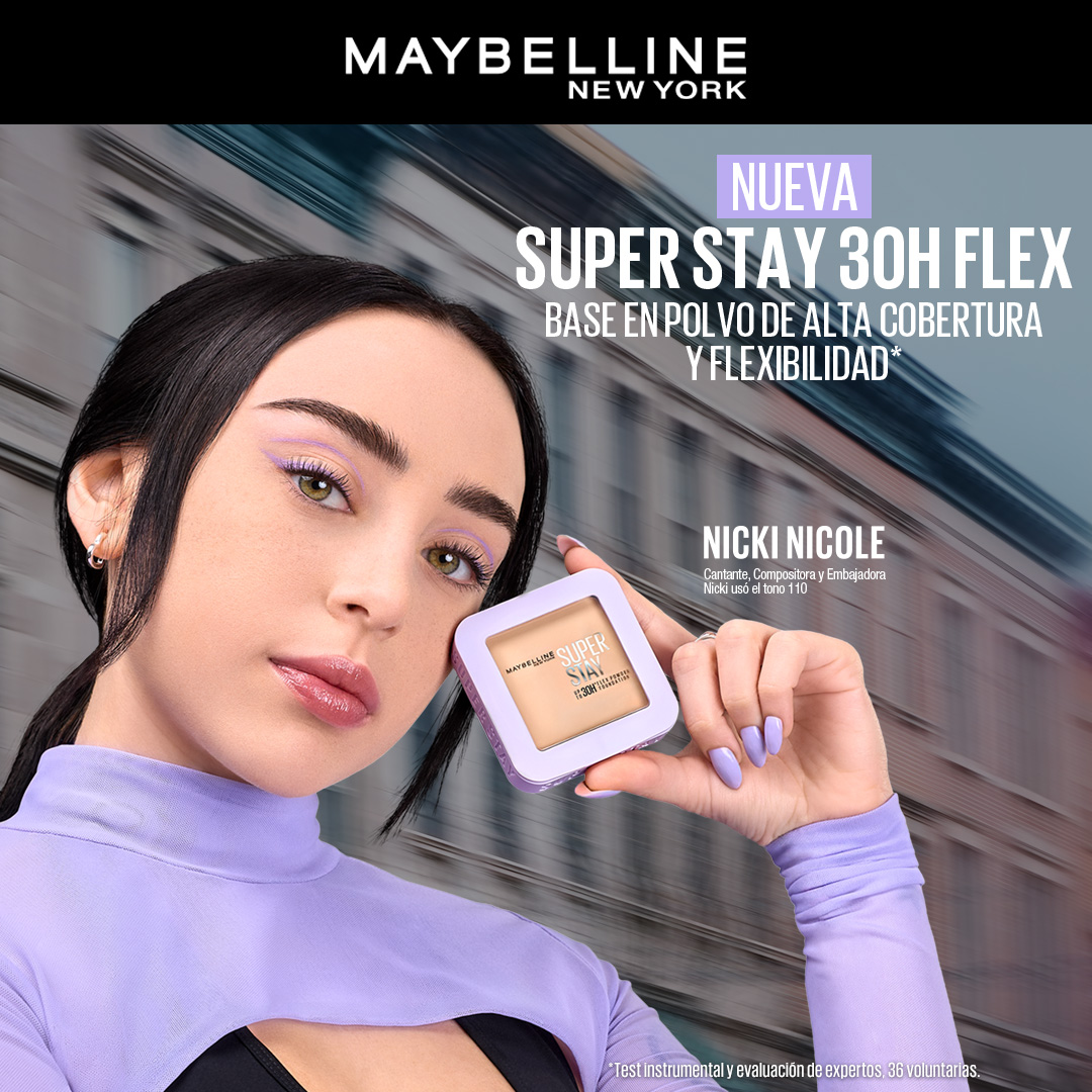 Beauty Facebook ad example 6: Nueva base en polvo que se adapta a tu ritmo