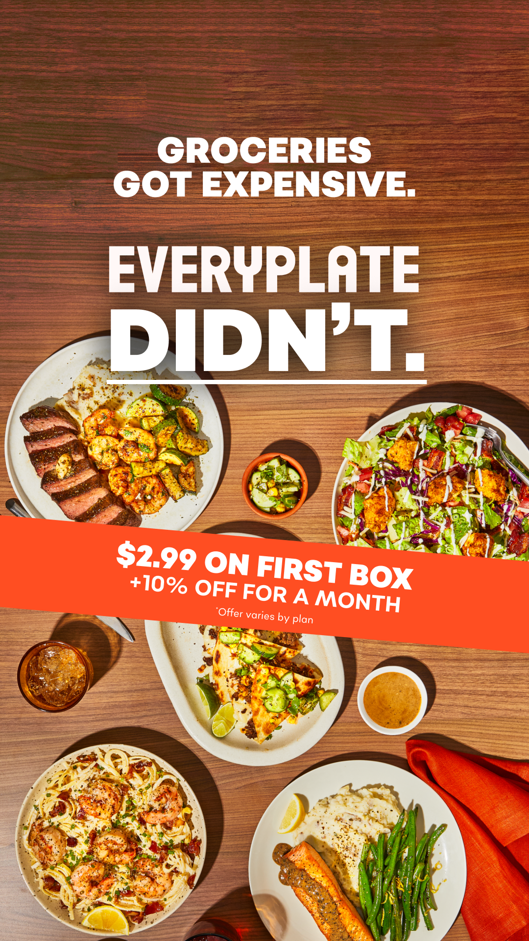 Subscriptions Facebook ad example 50: $2.99/meal your first box