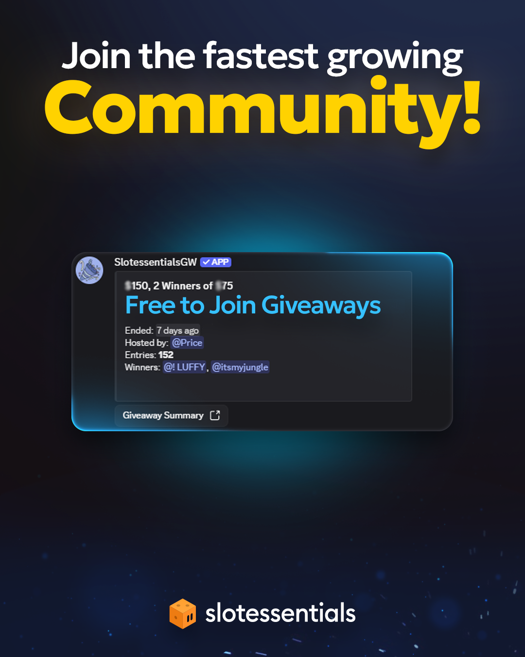 Entertainment Facebook ad example 25: Join the fastest growing slot community.