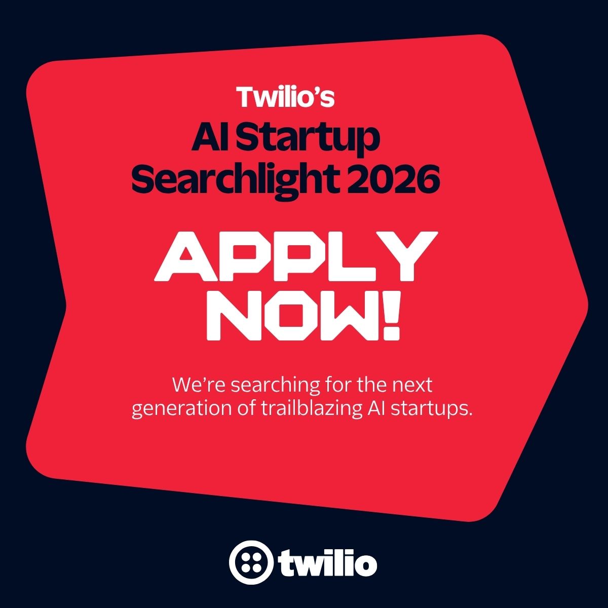 Software Facebook ad example 42: Twilio's AI Startup Searchlight 2026