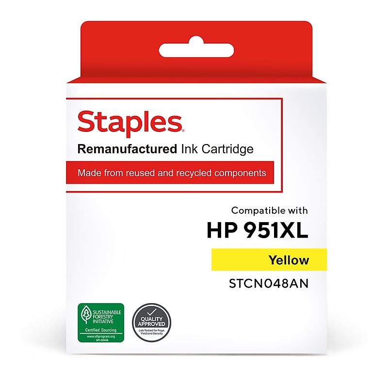 Office Facebook ad example 26: Staples Remanufactured Yellow High Yield Ink Cartridge Replacement for HP 951XL (TRCN048AN/STCN048AN)