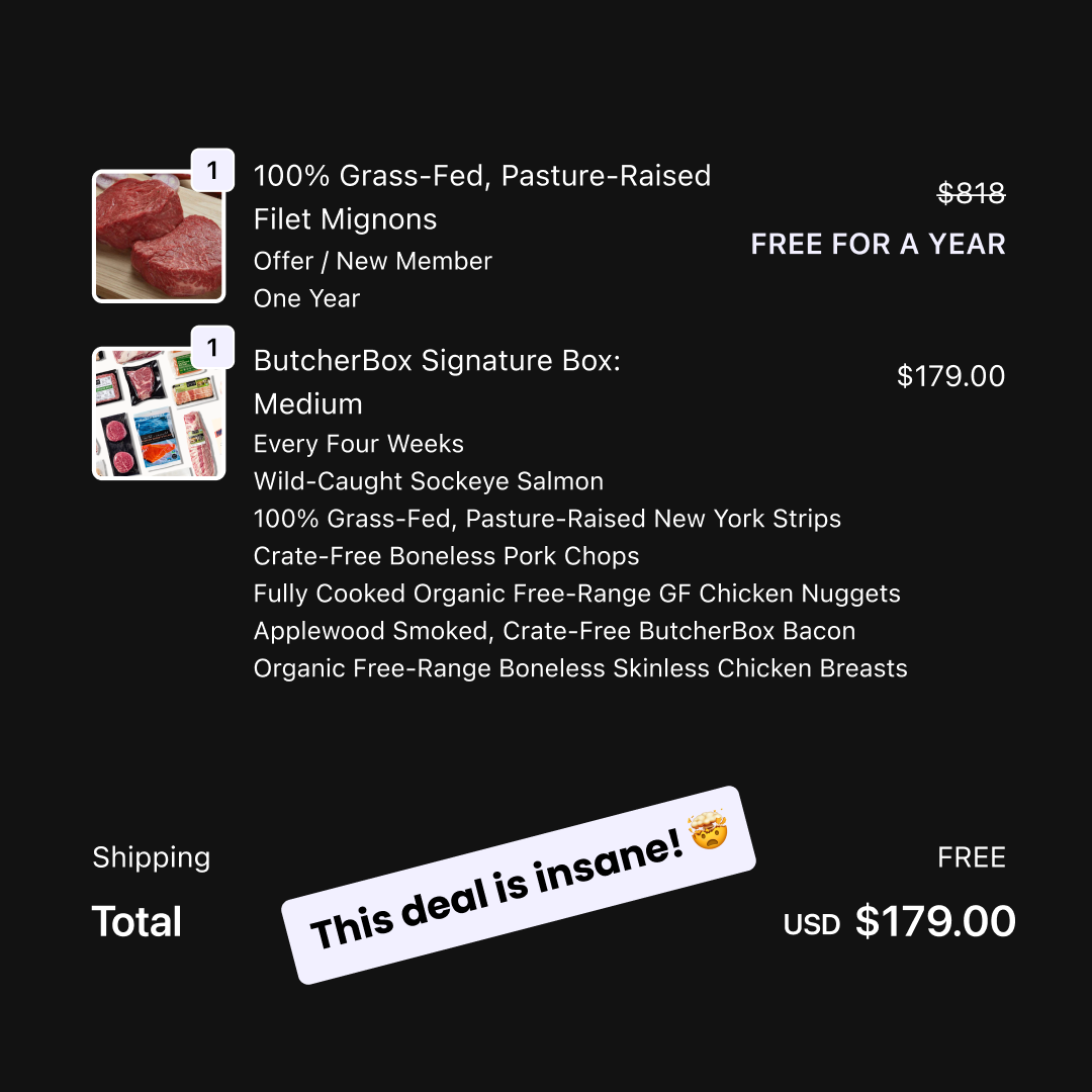 Subscriptions Facebook ad example 38: 🥩 FREE Steaks for a Year🥩