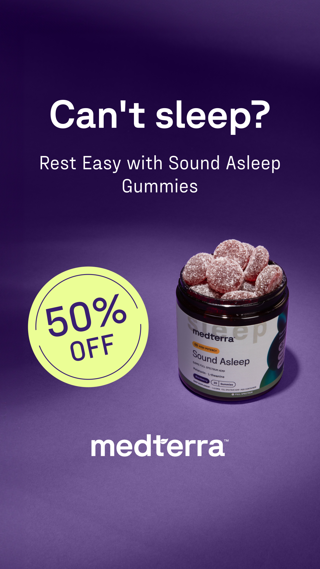 Cbd Facebook ad example 8: 50% off and free shipping