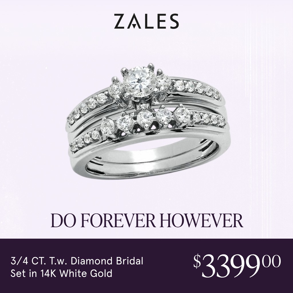 Jewelry Facebook ad example 31: 3/4 CT. T.w. Diamond Bridal Set in 14K White Gold