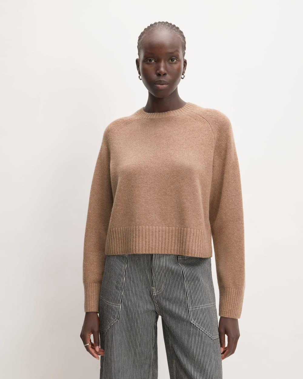 Fashion Facebook ad example 49: Everlane Boxy Crew Neck Sweater In Heathered Woodsmoke, Size XL, Cashmere