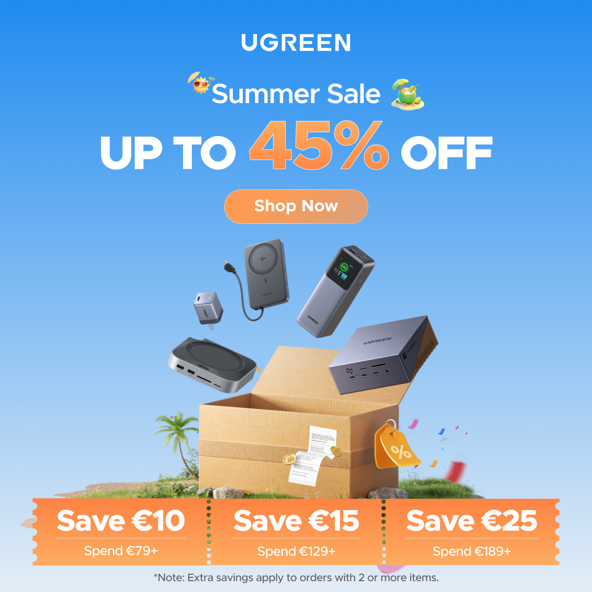 Technology Facebook ad example 38: Summer Sale ⚡ Up to 45% Off