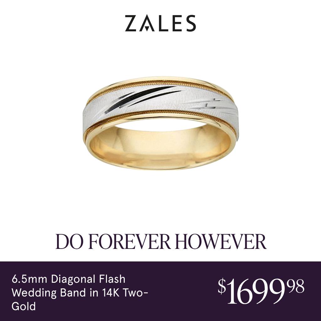 Jewelry Facebook ad example 19: 6.5mm Diagonal Flash Wedding Band in 14K Two-Gold