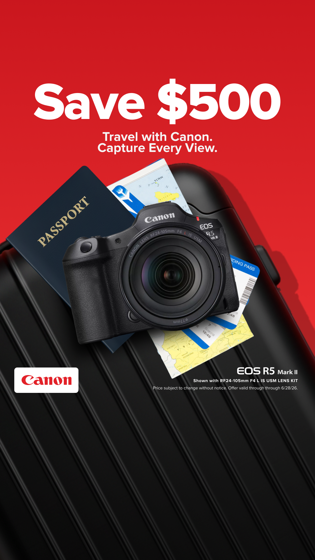 Photography Facebook ad example 12: Save $500 | EOS R5 Mark II Kit