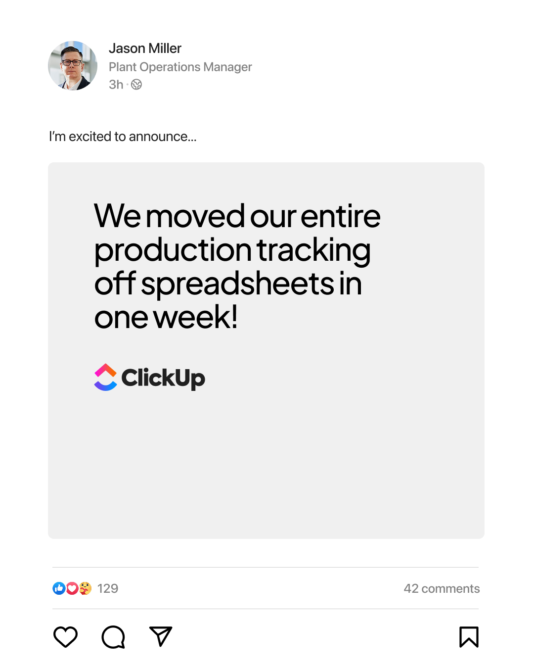 Software Facebook ad example 6: Ditch the spreadsheet chaos