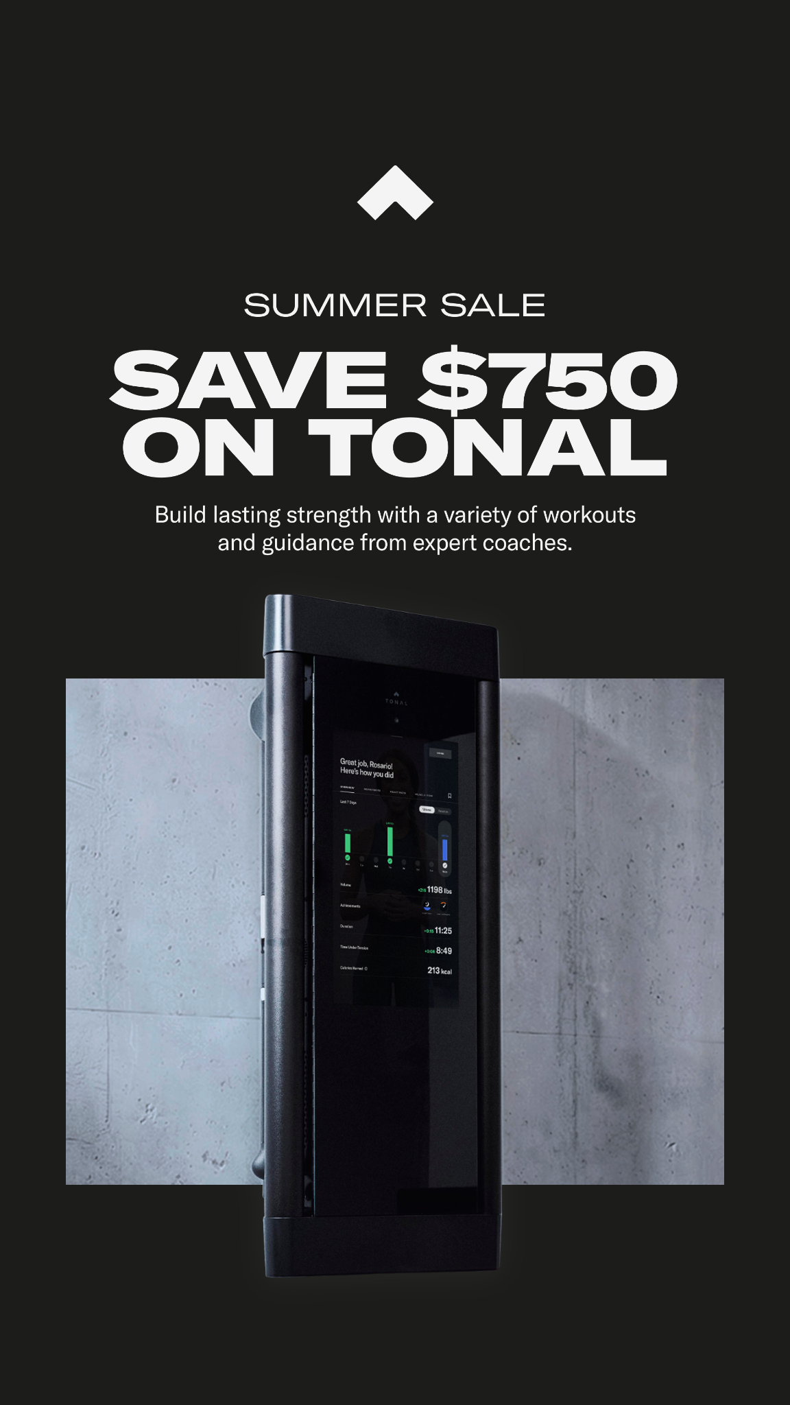 Fitness Facebook ad example 44: Save $750 on Tonal