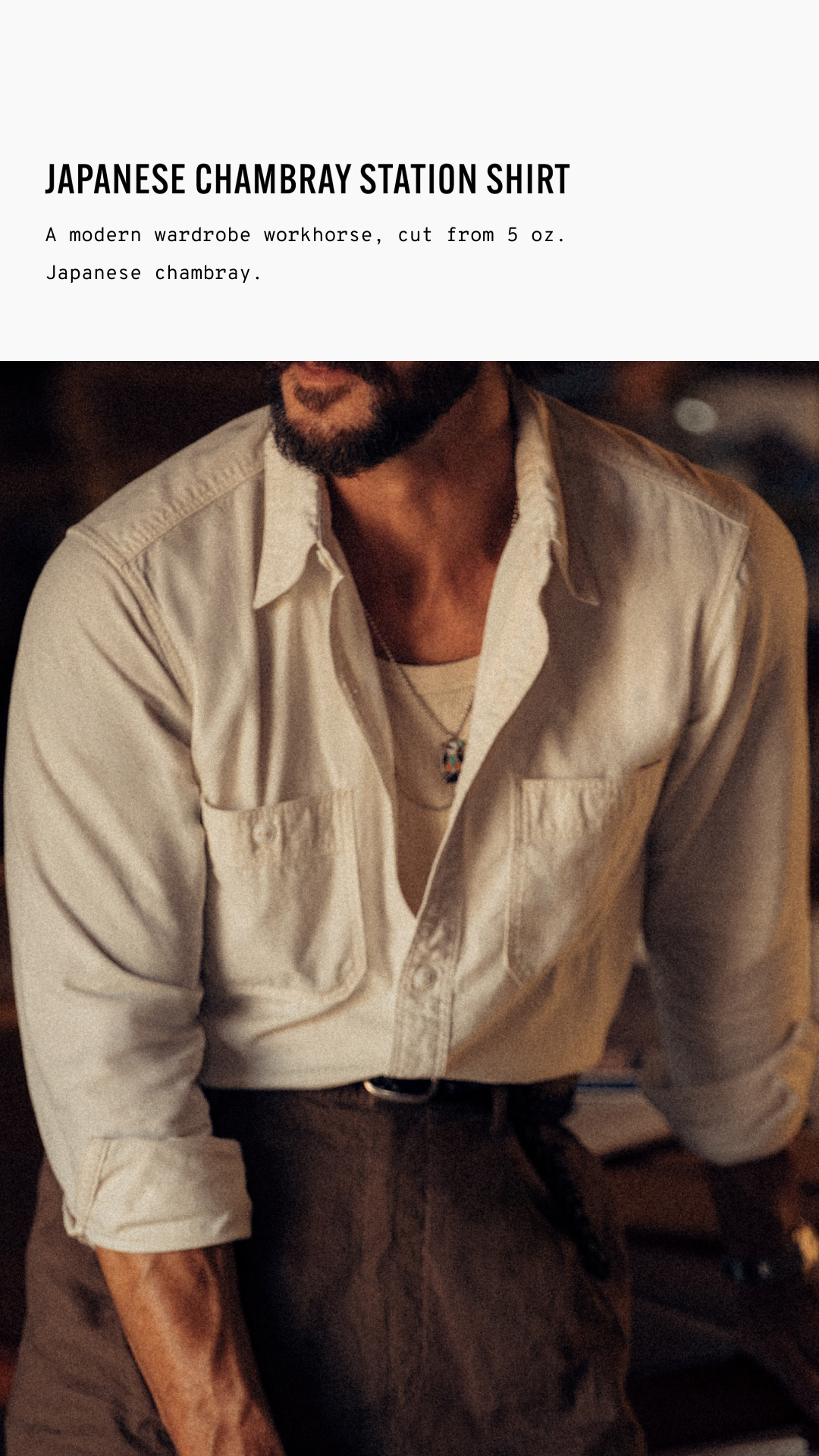New Brands 2025 2026 Facebook ad example 41: Japanese Chambray Station Shirt