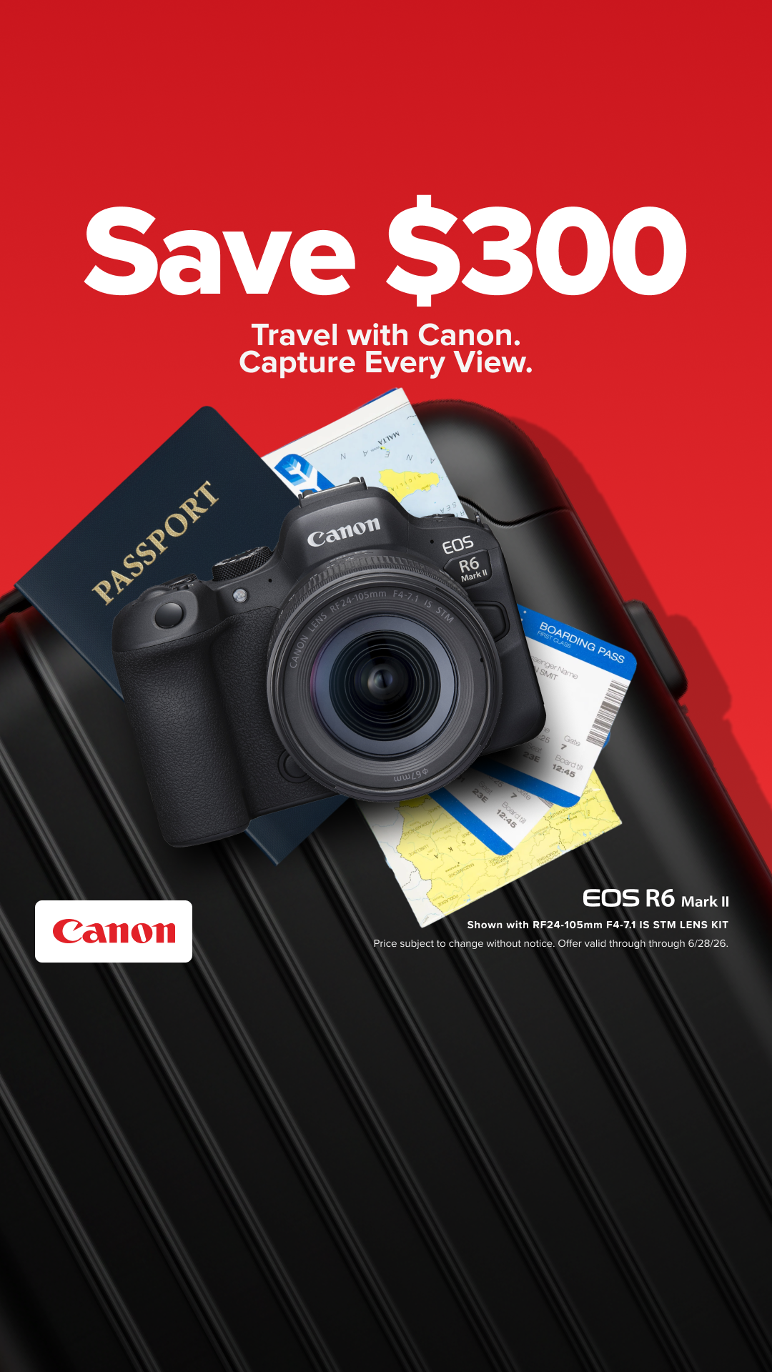 Photography Facebook ad example 21: Save $300 | Canon EOS R6 Mark II