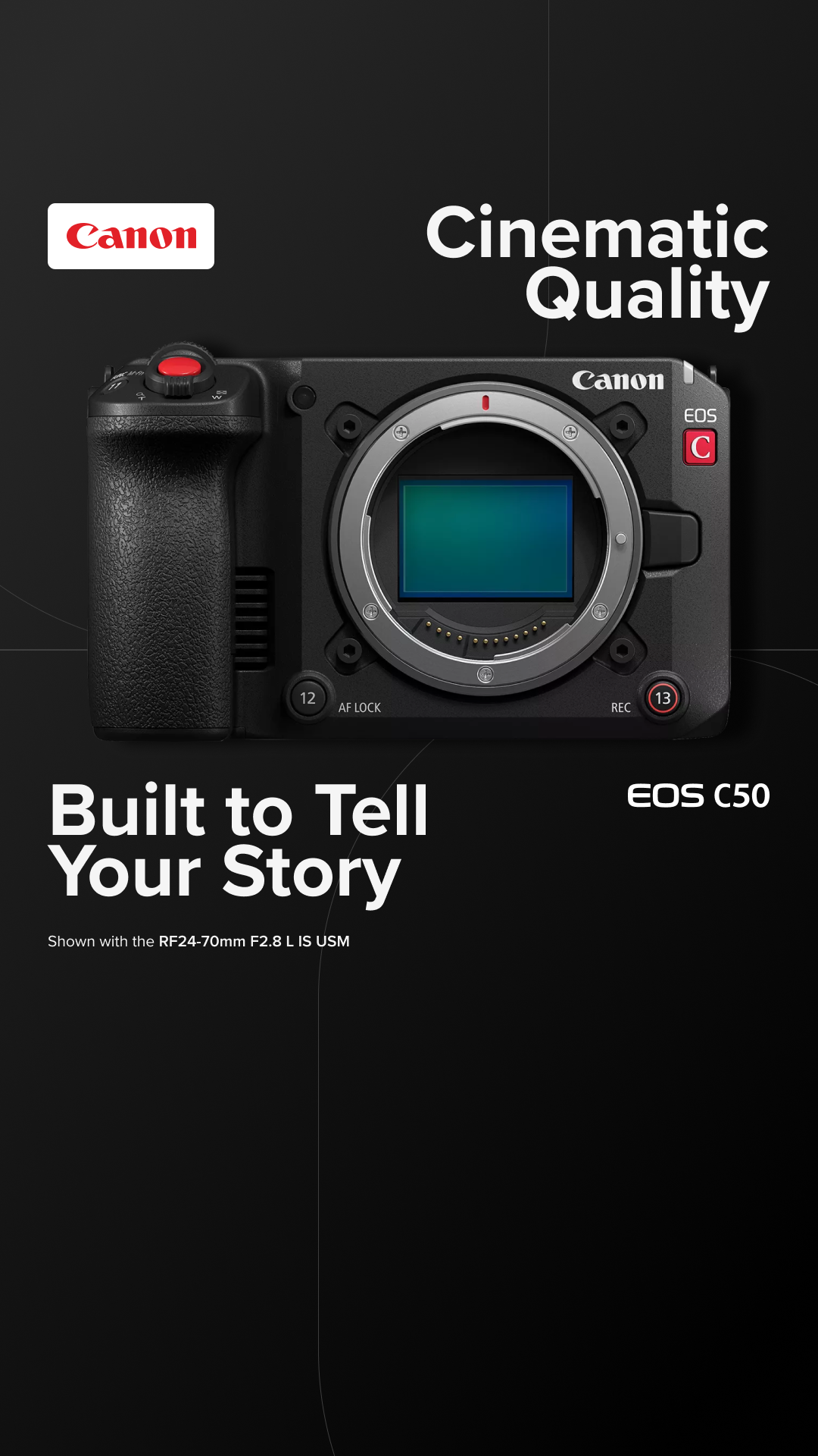 Photography Facebook ad example 20: Tell Your Story | Canon EOS C50