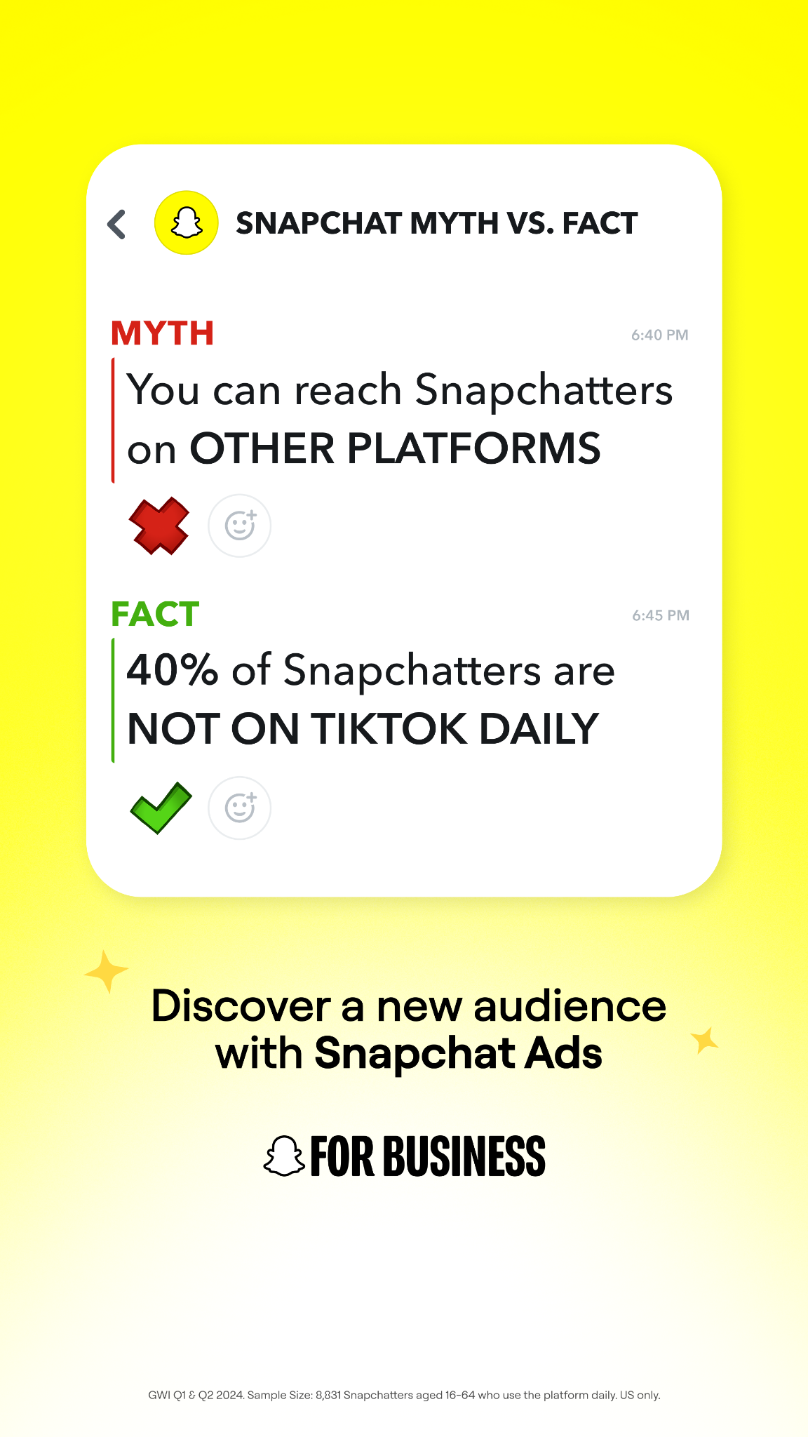 Apps Facebook ad example 9: Launch your Snapchat Ad