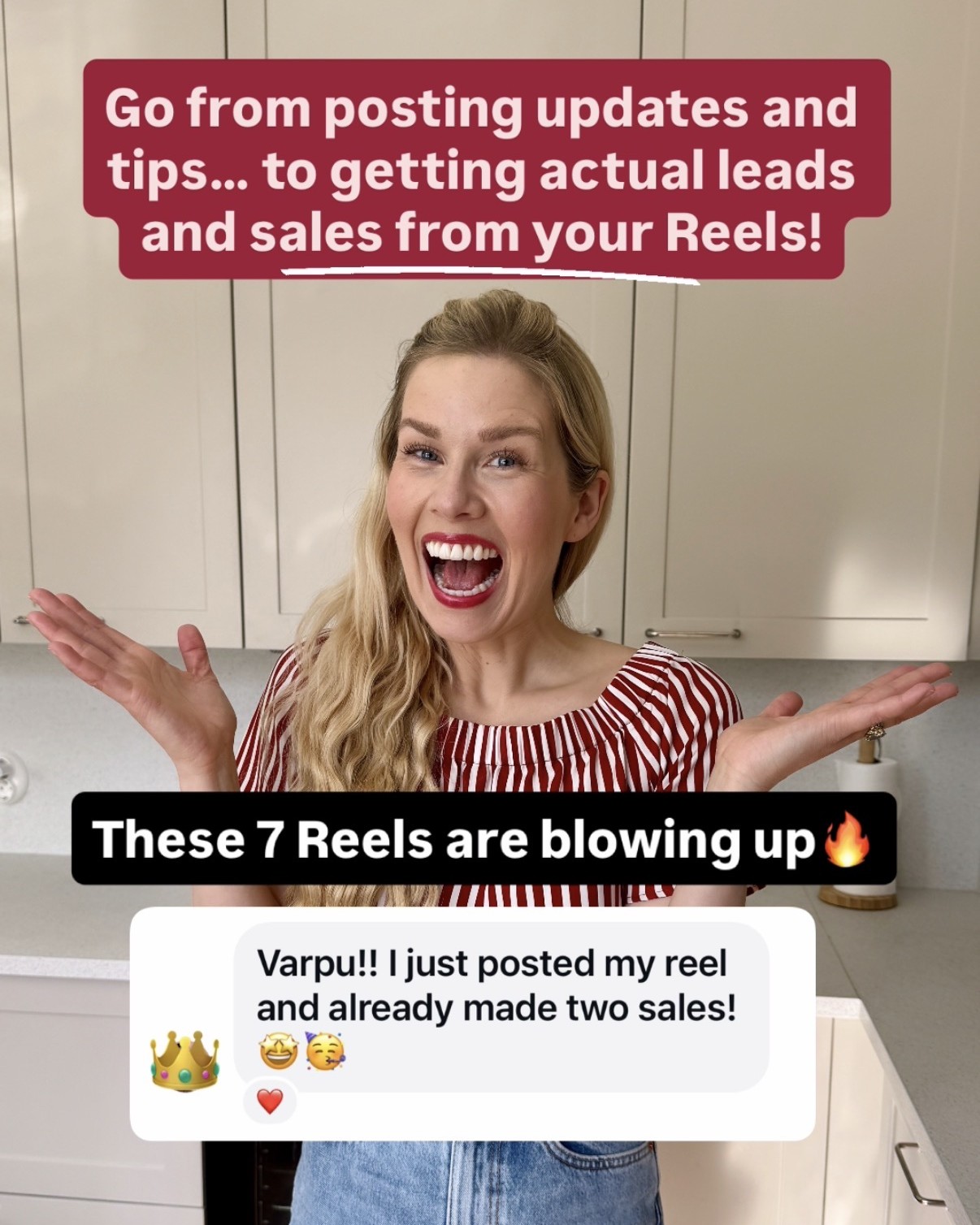 Education Facebook ad example 8: 7 Reels That Bring You Clients 💰