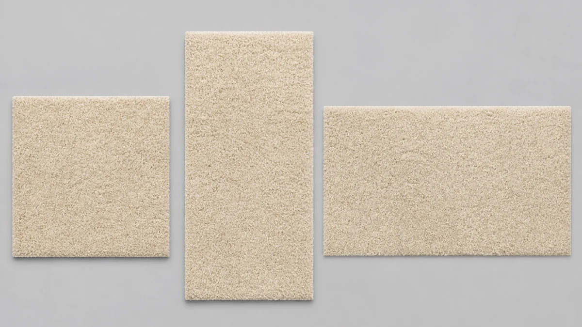 Illustrative mockup of the same clean carpet photo resized into square, vertical, and landscape ad formats