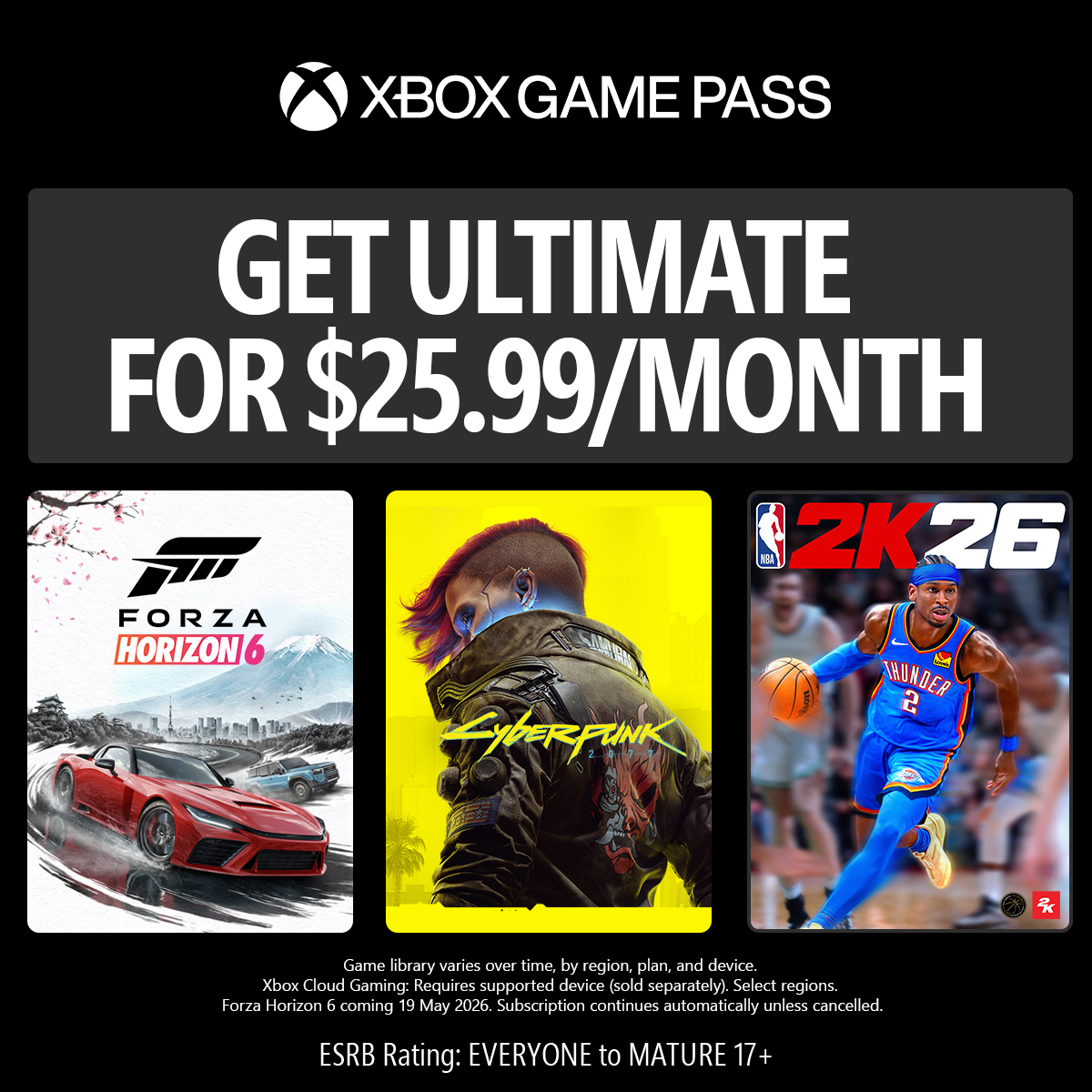Entertainment Facebook ad example 47: XBOX GAME PASS ULTIMATE