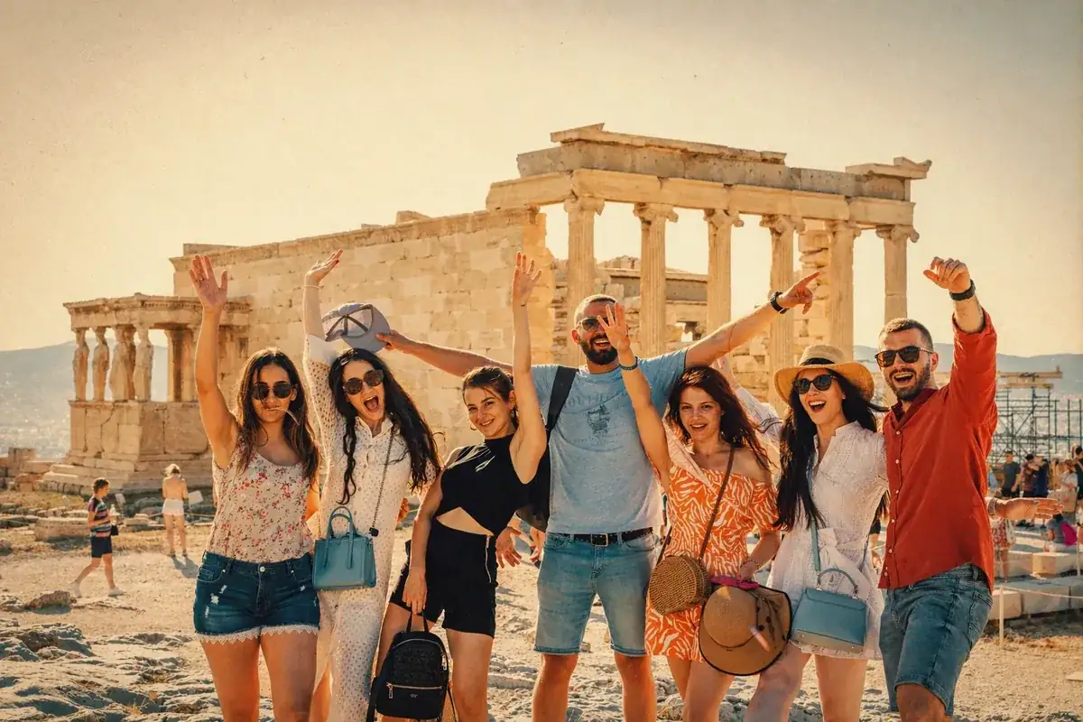 Coinis team on a company trip to the Acropolis