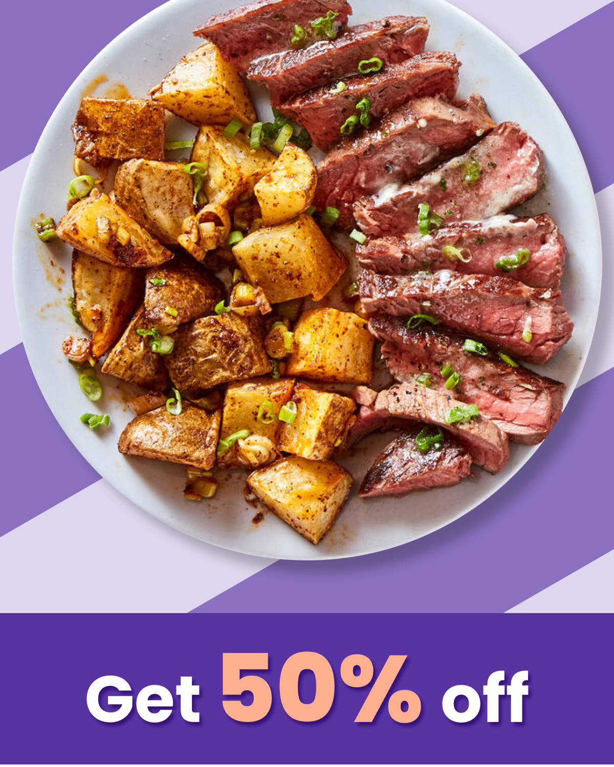 Subscriptions Facebook ad example 28: Get 50% off