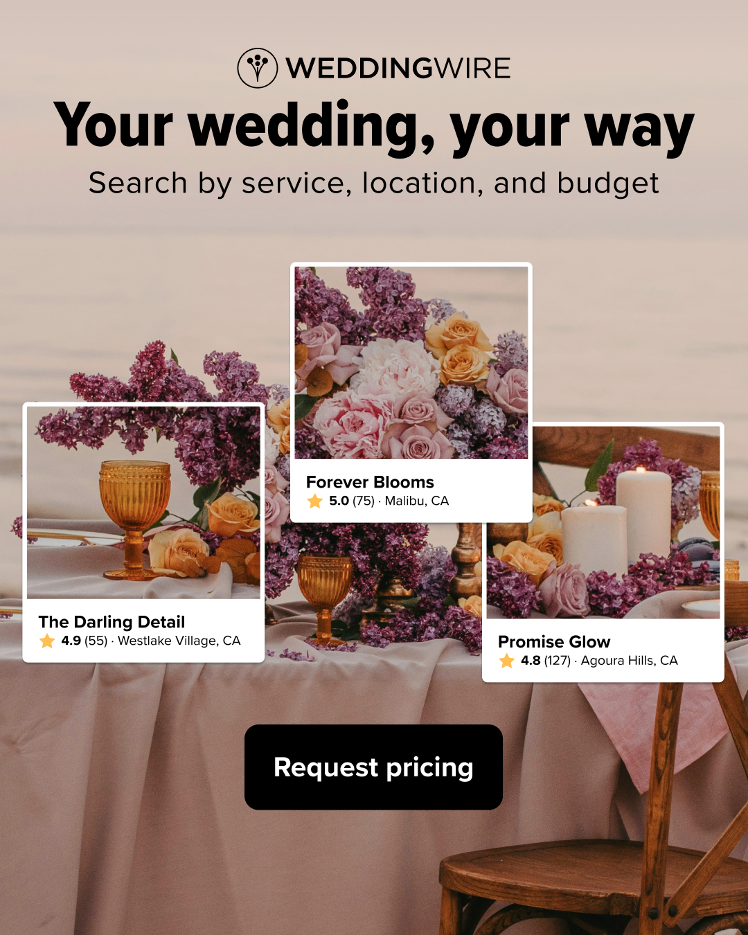 Weddings Facebook ad example 25: Reliable sources