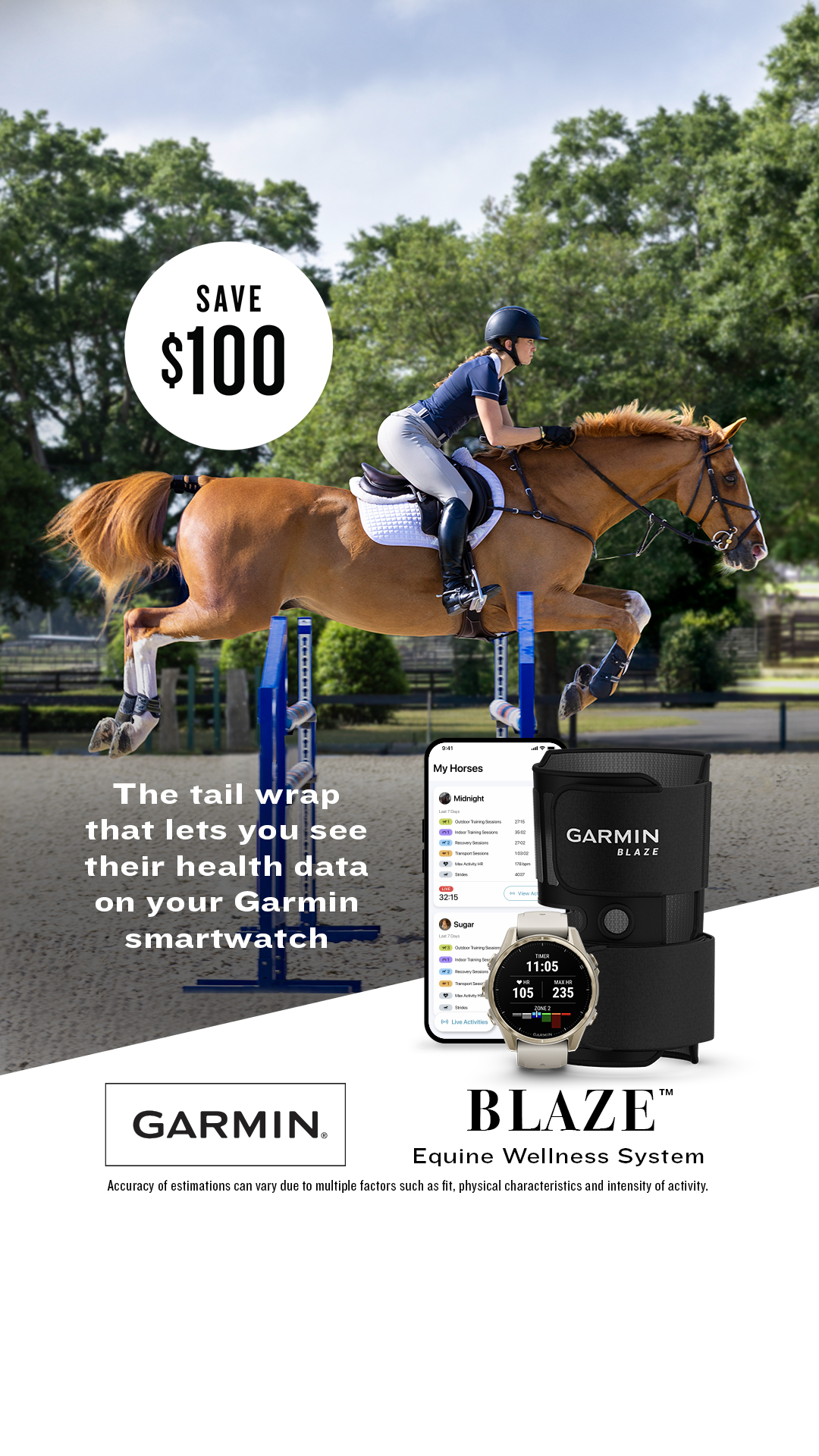Sports Facebook ad example 32: Save $100 on Blaze equine wellness system 