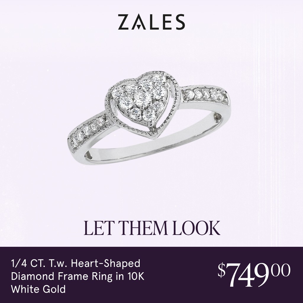 Jewelry Facebook ad example 14: 1/4 CT. T.w. Heart-Shaped Diamond Frame Ring in 10K White Gold