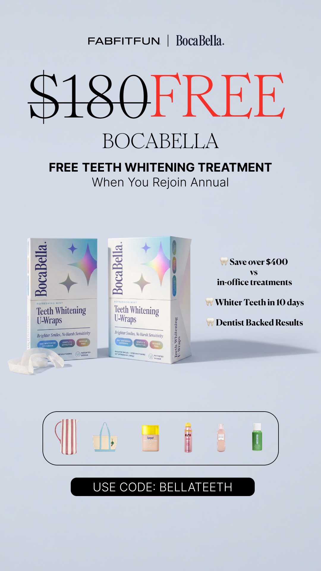 Subscriptions Facebook ad example 43: Welcome Back + Free Whitening