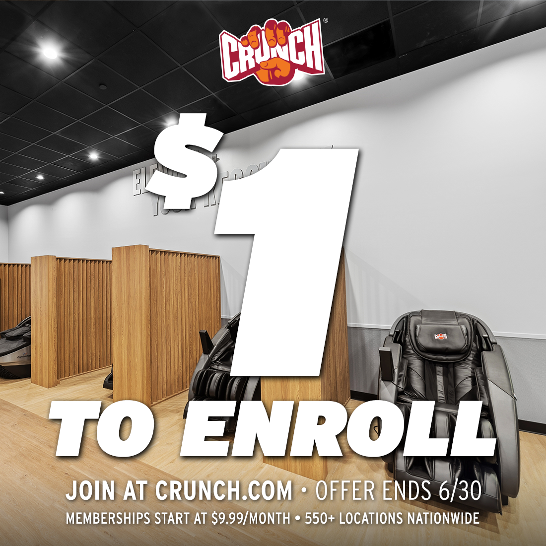 Fitness Facebook ad example 13: $1 to Enroll!