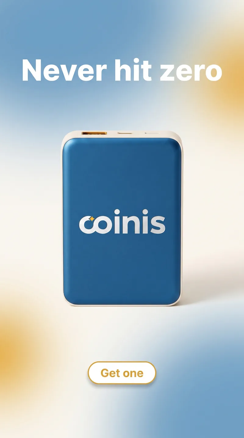 AI-generated Facebook ad for a Coinis power bank that never hits zero