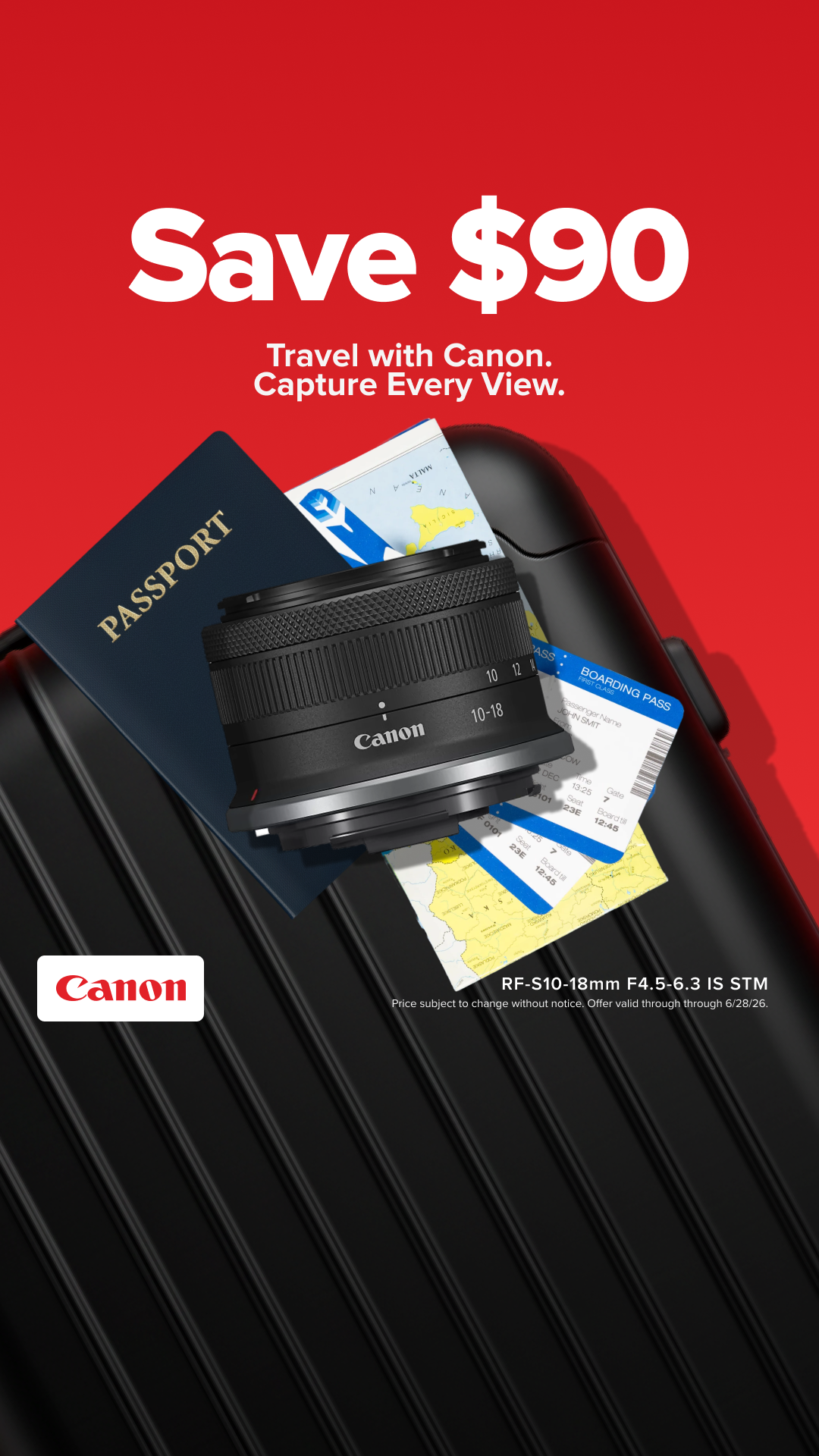Photography Facebook ad example 19: Save $90 | Canon ultra-wide lens