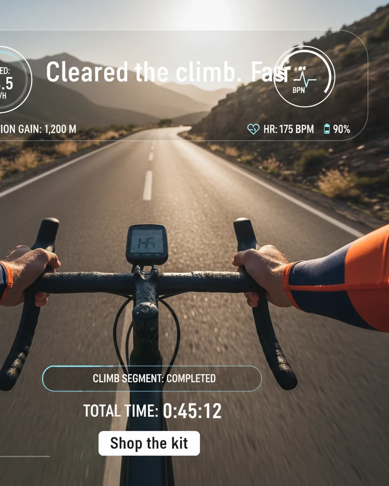 Cycling ad creative example 1: Cleared the climb. Faster.