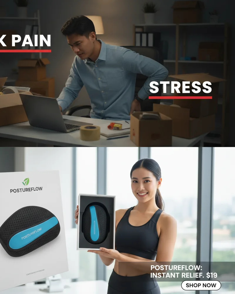 Dropshipping ad creative example 1: This $19 fix saved my back.