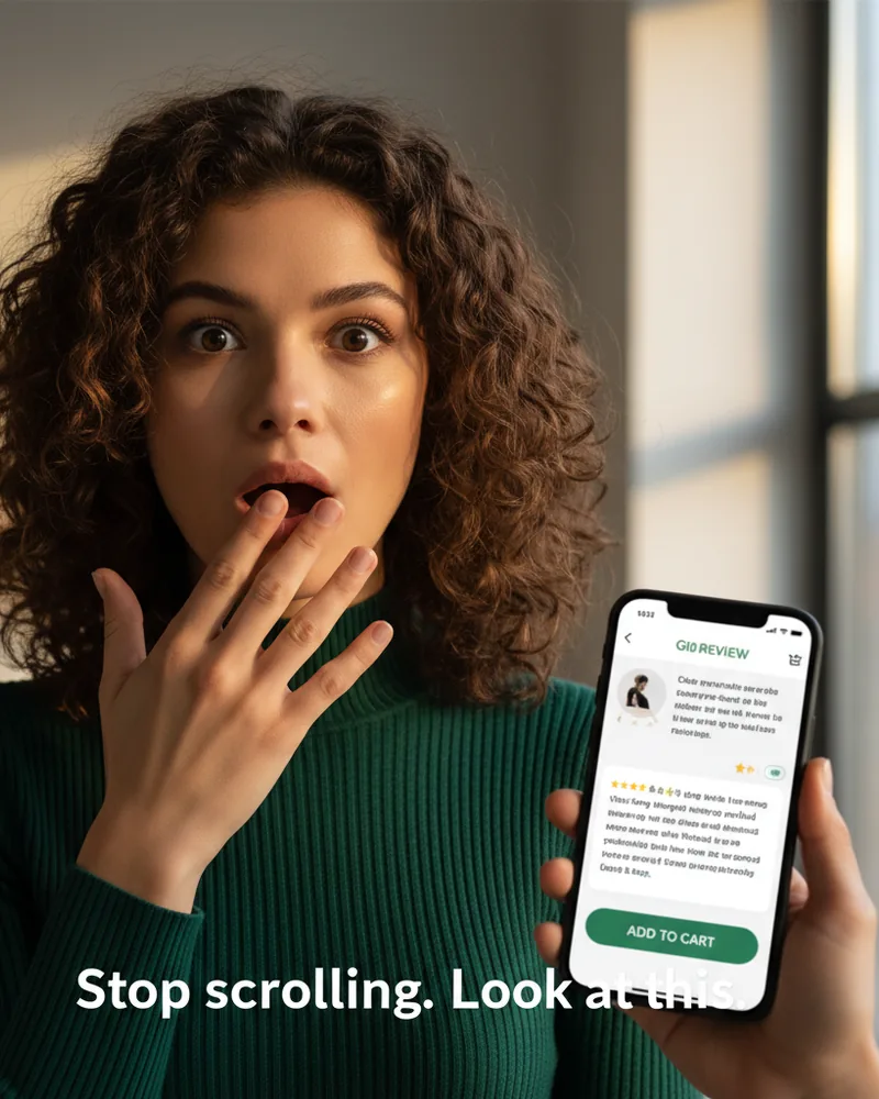 Ecommerce ad creative example 3: Stop scrolling. Look at this.