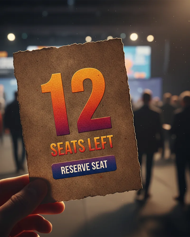 Events ad creative example 3: 12 seats left. Doors close Friday.
