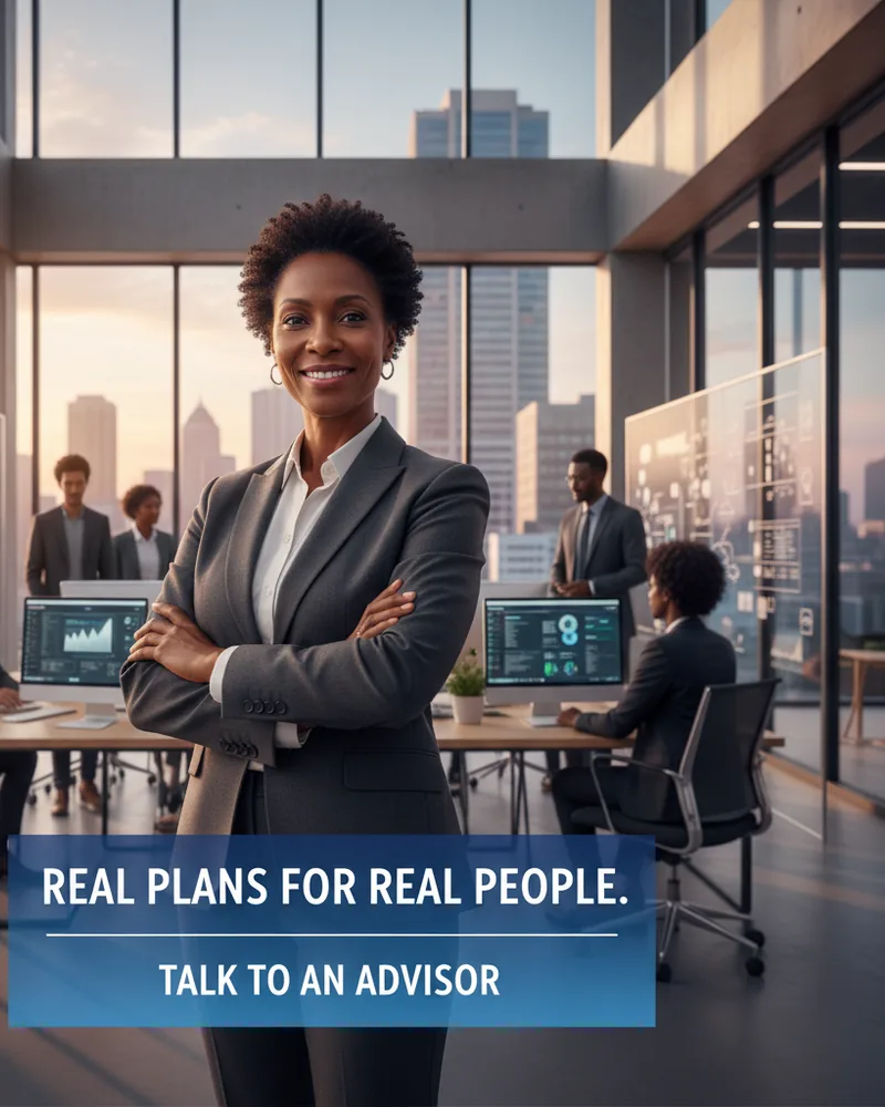 Finance ad creative example 3: Real plans for real people.