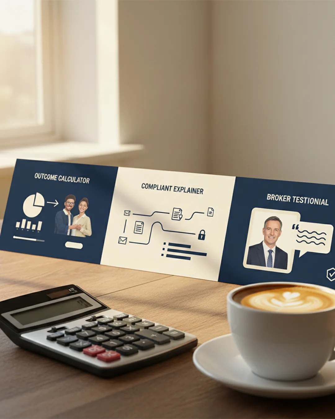 Three Coinis-generated finance ads on an advisor desk