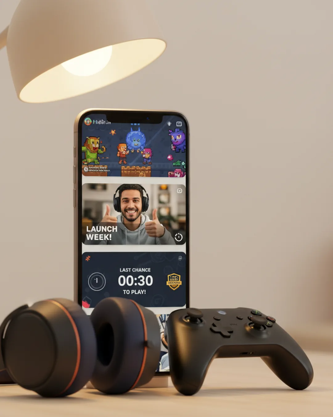 Three Coinis-generated mobile game install ads on a phone