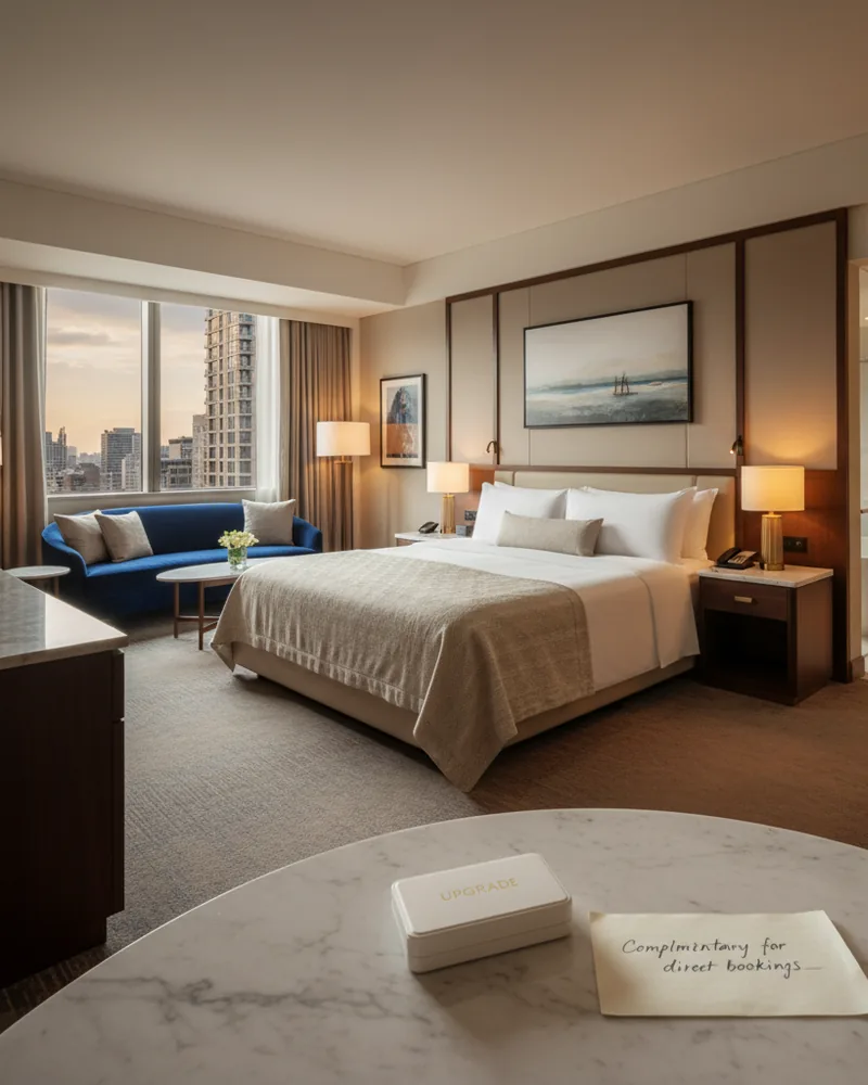 Hotels ad creative example 1: Direct booking. Free upgrade.