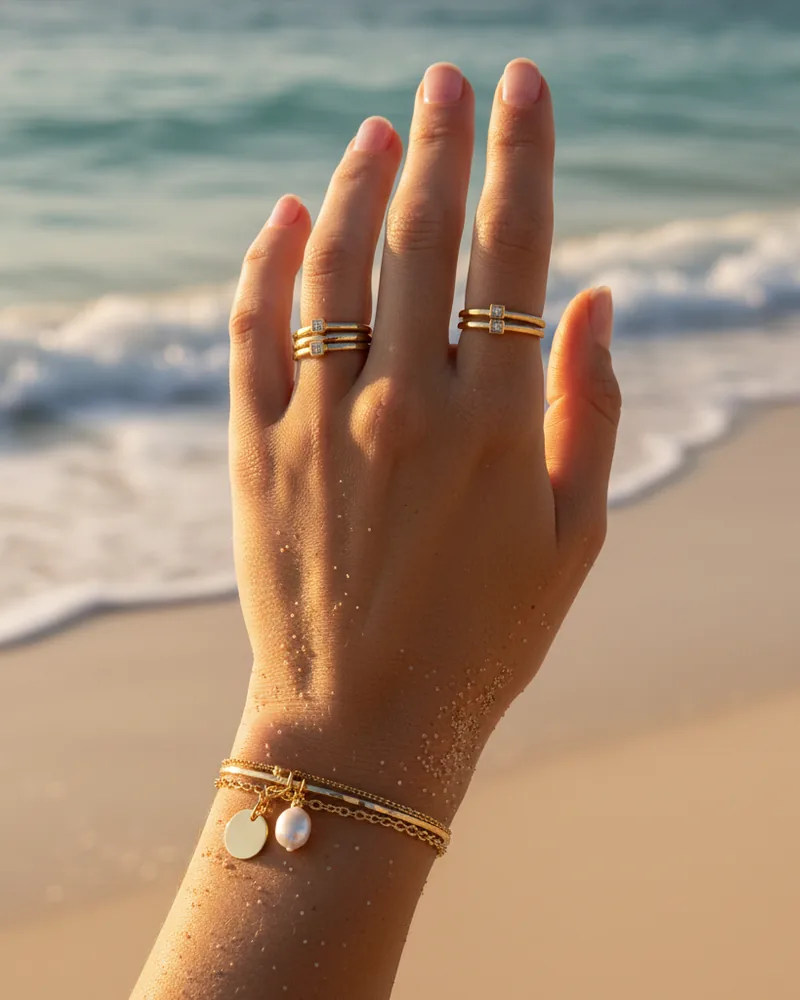 Jewelry ad creative example 2: Stacked three ways.