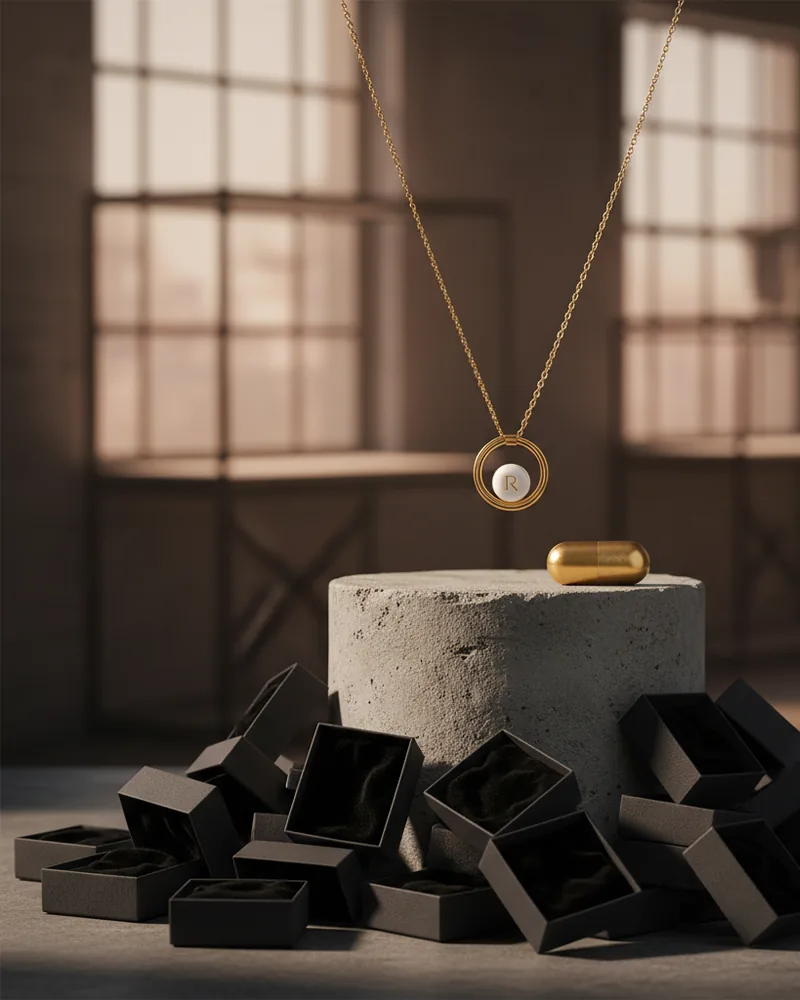 Jewelry ad creative example 3: Made in small batch. Restocked.